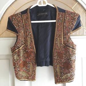 Cropped and Embroidered Zara Vest